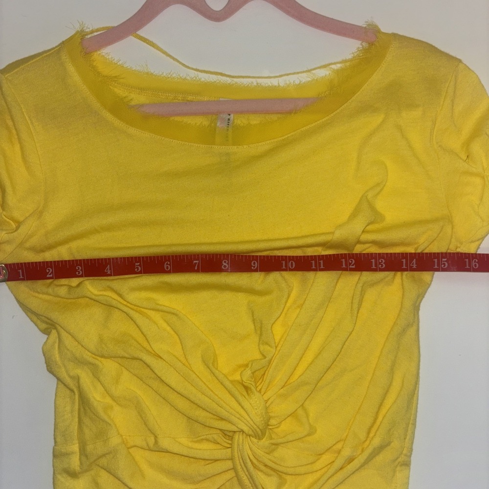 Free People Womens Shirt Sz Sm Butter Yellow Short Sleeve Tshirt Tee Active Gym - Picture 8 of 8